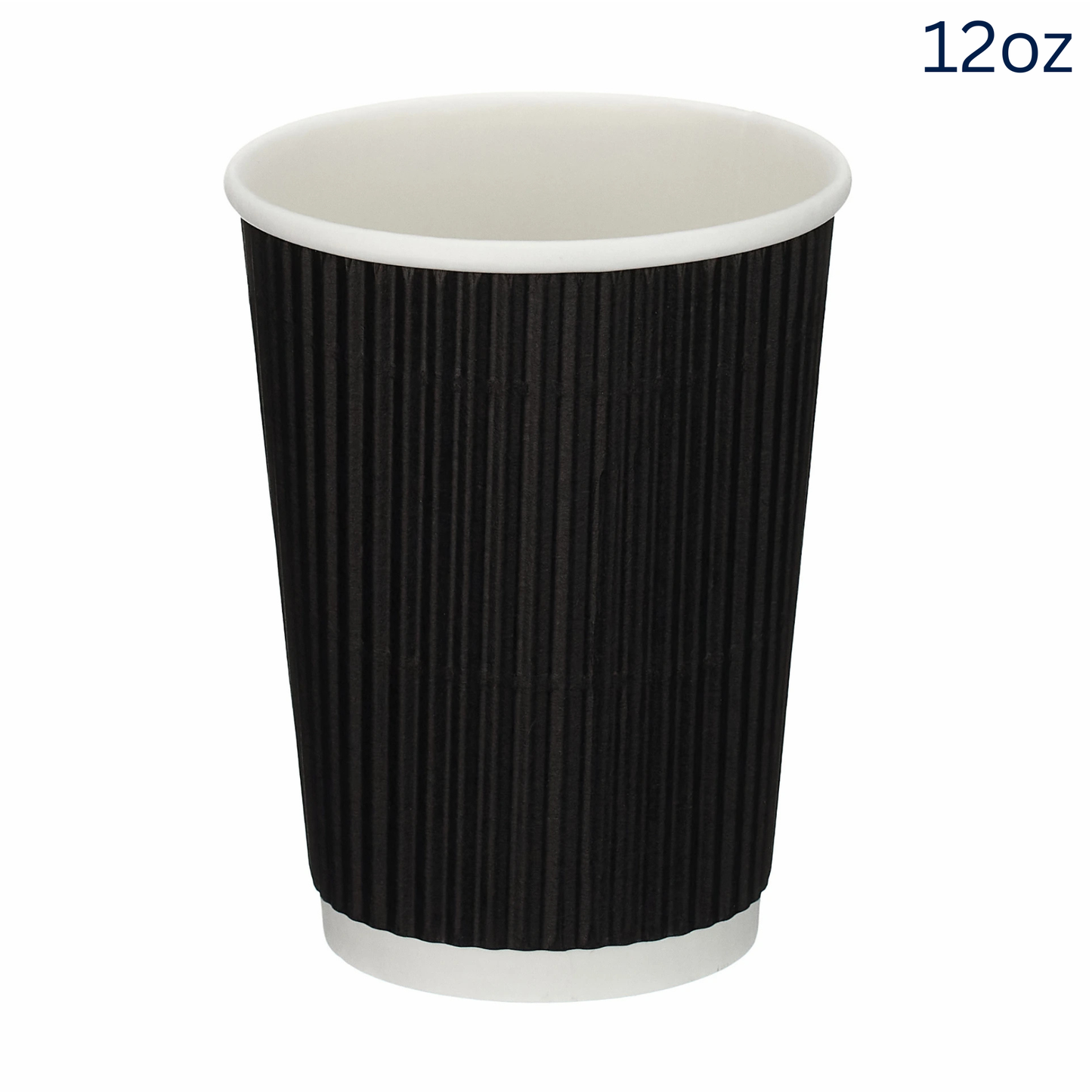 12oz Tall Black Ripple Wall Hot Cup (PE Lined) (500 pack)
