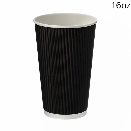 16oz Black Ripple Wall Hot Cup (PE Lined) (500 pack)