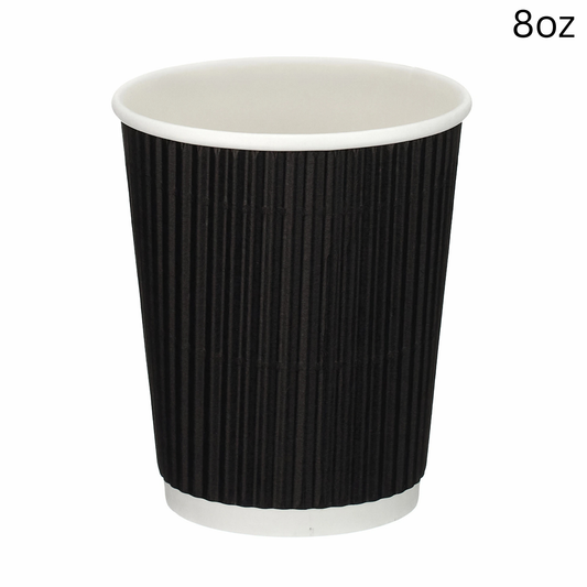 8oz Black Ripple Wall Hot Cup (PE Lined) (500 pack)